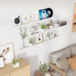 RICHFOCUS Floating Shelves for Wall, 48 inch Solid Wood Picture Ledge Shelf for Wall Storage, Nursery Book Shelves with Lip for Living Room Bathroom Bedroom Kitchen, Set of 3, Washed White