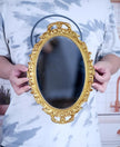 Vintage Decorative Gold Framed Mirror, Small Oval Wall Hanging Mirror -Small- 9.6