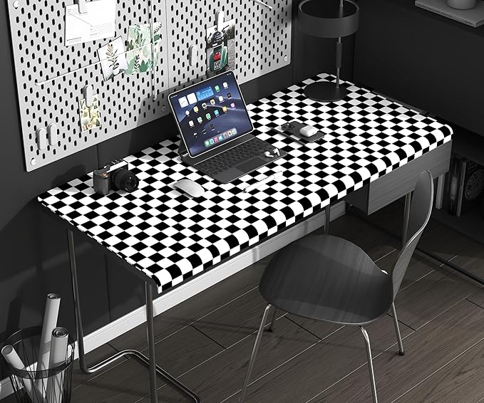 Modern Peel and Stick Wallpaper Black and White Mosaic Checkered Contact Paper 17.7
