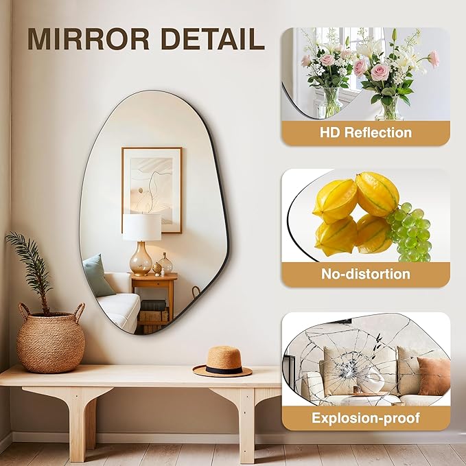 FICTOR Irregular Asymmetrical Wall Mirror, 32