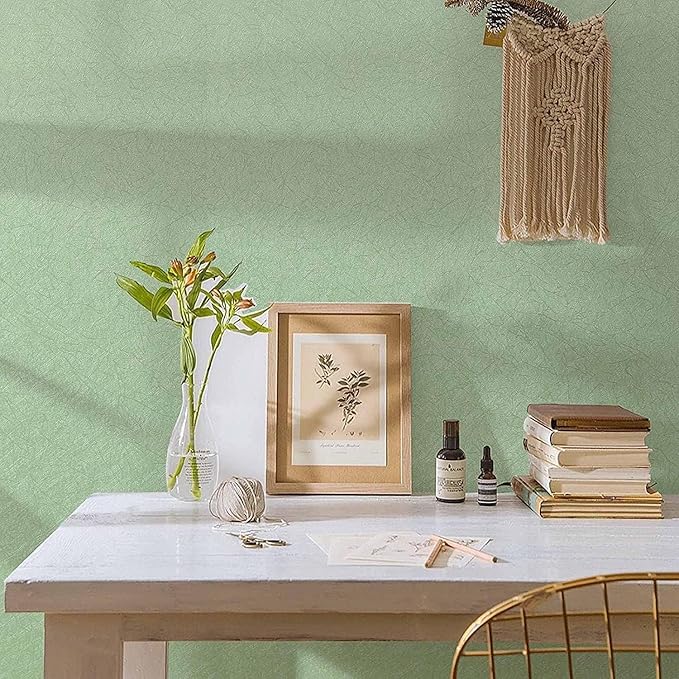 Abyssaly Green Peel and Stick Wallpaper Embossed Silk Textured Wallpaper 15.7" X 393.7" Self Adhesive Removable Vintage Contact Paper Cabinet Furniture Countertop Shelf Paper