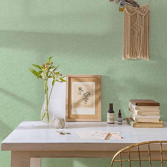 Abyssaly Green Peel and Stick Wallpaper Embossed Silk Textured Wallpaper 15.7" X 118" Self Adhesive Removable Vintage Contact Paper Cabinet Furniture Countertop Shelf Paper