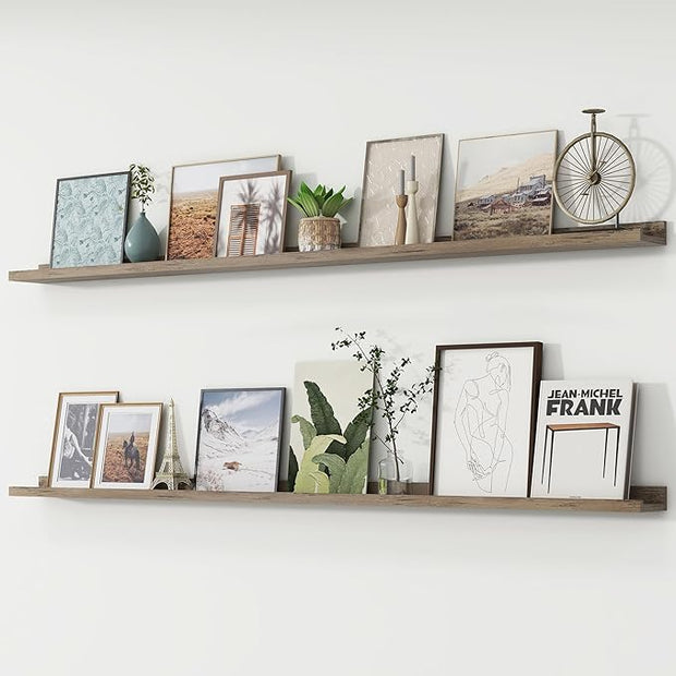 Picture Ledge Shelf, Floating Shelves Set of 2, 72 Inches Long Large Nursery Book Shelves for Toys Storage, Kids Bookshelf Wall Mounted for Living Room Bedroom Decor Books Photo Frames,Grey