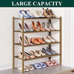 Smiry Bamboo Shoe Rack for Closet, 4 Tier Wooden Stackable Shoe Organizer, Free Standing Shoes Storage Shelf for Entryway, Front Door Entrance, Walnut