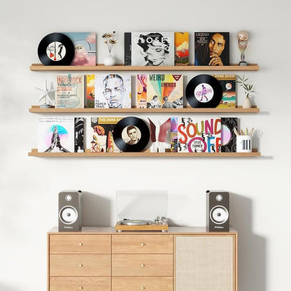 Axeman 72 Inch Floating Shelves | Oak Picture Ledge Shelf Set of 3 | Rustic Wood Wall Shelves with Lip | 72" Oak Picture Shelf for Wall with Ledge | Photo Shelves