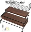 Wood Floating Shelves Wall Mounted - 3+1 Tier Rustic Bathroom Shelves Over Toilet with Wire Storage Basket &Towel Bar, Set of 3 Farmhouse Floating Shelf for Bathroom,Kitchen,Bedroom,Dark Brown.