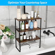 Golener Countertop Organizer Corner Shelf, 2 Tier Adjustable Stackable Corner Shelves for Kitchen, Bathroom, Spice Rack, Coffee Area, Over Sink, Dresser Table, Corner Counter Shelf Stand, Rustic Brown