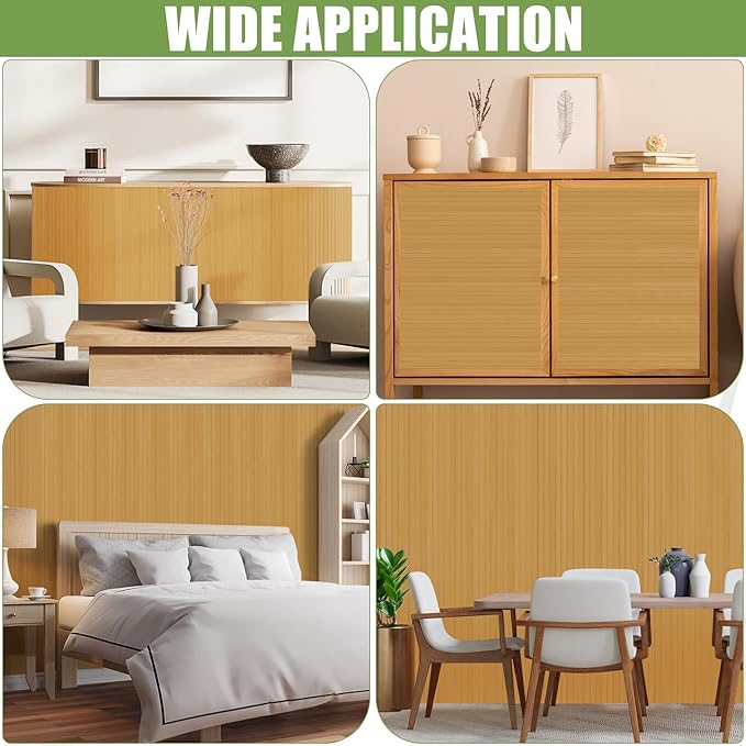 2 Pack Bamboo Wall Panel for Interior Wall Decor, Renewable Pole Wrap Wainscoting Roll Bamboo Covering Paneling for Wall Ceiling Office Bedroom Living Room (12