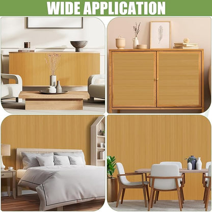 2 Pack Bamboo Wall Panel for Interior Wall Decor, Renewable Pole Wrap Wainscoting Roll Bamboo Covering Paneling for Wall Ceiling Office Bedroom Living Room (48" H x 96" L, Carbonized)
