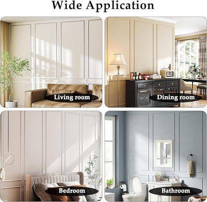 3 Sets Peel and Stick Molding Trim for Walls, Pre-Cut Wainscoting Panels 54x24 Inch Peel and Stick Wall Molding Kit, Self Adhesive Molding Trim for Walls, Home Renovation, White