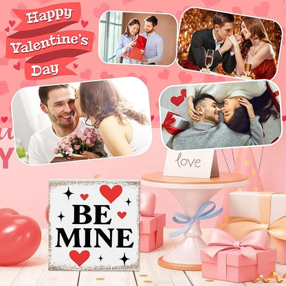 Valentines Desk Decor, Valentine's Day Home Office Table Sign for Wife Daughter from Dad Husband, Valentine Gifts Decorations for Porch Tiered Tray Shelf Party, Be Mine