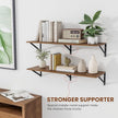 Heimlove 12 Inch Deep Floating Shelves for Wall, 36W x 12D Wood Wall Shelves Set of 2, Walnut Wide Floating Bookshelf for Living Room, Kitchen, Office, Bedroom, with Black Metal Bracke - Walnut