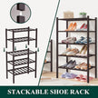 Smiry Bamboo Shoe Rack for Closet, 2 Tier Long Wooden Stackable Shoe Organizer, Free Standing Shoes Storage Shelf for Entryway, Front Door Entrance, Brown