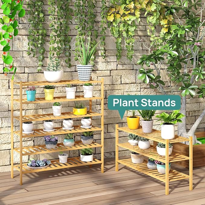 3-Tier Long Shoe Rack, Bamboo Wood Shoe Rack for Closet, Entryway & Hallway, Stackable | Beautiful | Functional | Sturdy