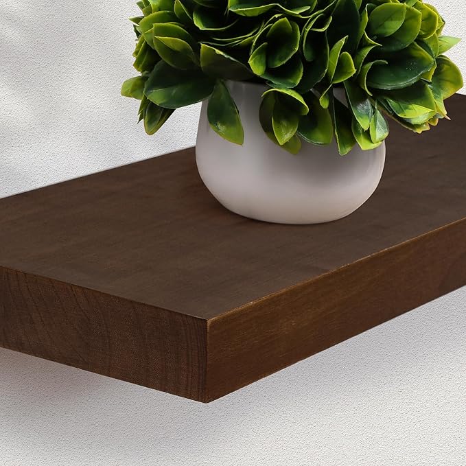 Axeman Floating Shelves, 8 Inch Deep Modern Solid Wood Wall Shelves for Storage, Wall Mounted Display Shelving with Invisible Heavy-Duty Metal Bracket, 48