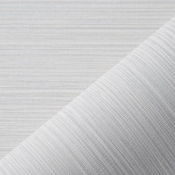 Grasscloth Textured Wallpaper Peel and Stick 24inX393in Fabric Wall Paper Upgraded Thick Self-Adhesive Vinyl Contact Paper for Home Use(Beige Grey)