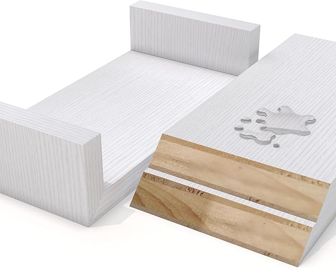 White Floating Shelves for Wall Shelf for Bedroom, Waterproof Solid Wood Floating Shelves Bathroom，Small Relief Textures, Suitable for Bedroom, Living Rooms, Kitchens, Office, and Bathroom