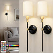 DORESshop Battery Operated Wall Sconce Set of 2, Wireless Wall Light Easy to Install, 7 Color Rechargeable Wall Sconces, Sconce Wall Decor Set of 2 for Bedroom, Living Room, Gold and Black, 24.3in