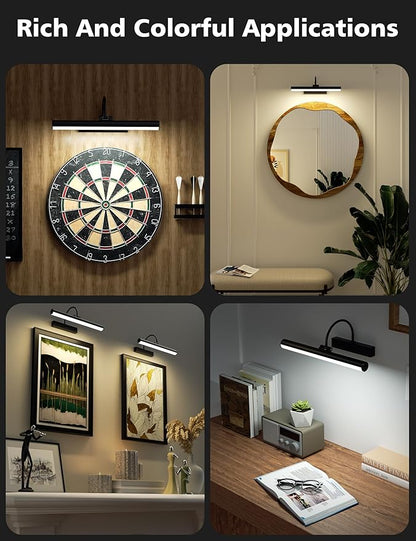 VOLISUN Picture Lights for Wall, 13 inch Rechargable Picture Light Battery Operated, 3 Color Temperatures Cordless Picture Light with Remote, Art Light for Paintings, Gallery, Portrait, 1 Pack (Black)