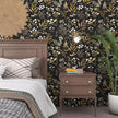 Gothic Wallpaper Peel and Stick Dark Floral Wallpaper 17.5in x 78.7in Vintage Leaf Contact Paper Vinyl Waterproof Self Adhesive Boho Botanical Wall Paper for Bedroom Cabinet Décor