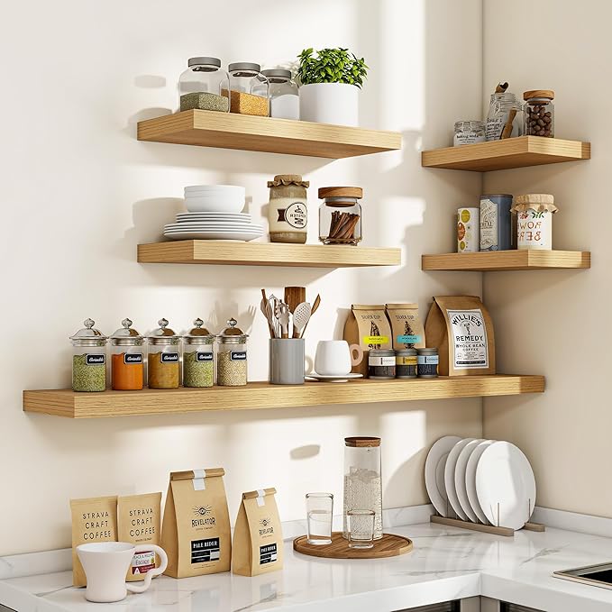36 Inch Floating Shelves, 3D Textured Wood Grain, 36