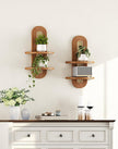 Floating Shelves for Wall,Boho Home Wall Decor,2-Tier Rattan Plant Shelf,Mid Century Hanging Small Decorative Shelf,Natural Wood Shelves for Living Room,Bedroom,House,Office,1-Pack (Walnut)