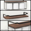 WOPITUES Floating Shelves with Wire Storage Basket, Bathroom Shelves Over Toilet with Protective Metal Guardrail, Wood Wall Shelves for Bathroom, Bedroom, Living Room, Toilet Paper- Dark Brown
