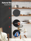 Mollywell Wood Panels for Wall, Time-Saving Installation, Versatile Wood Slat Wall Decor, Enhanced Acoustic & Sound Proof Fluted Design for Home & Office, 2 Pcs Black Oak, 47.2x23.6 Inch