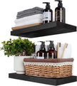 BGMG Wood Floating Shelves 18 inch,Black Floating Shelves,Solid Wood Wall Shelves for Bathroom Living Room Bedroom Kitchen Farmhouse Set of 2-18x 6.7 x1.25 inch