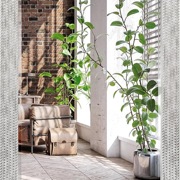 Americanflat 24x36 Wall Mirror - Hanging Mirrors with Durable Frame - Modern Mirror for Bathroom, Bedroom, Living Room - Mirrors for Wall Display and Home Decor - Metallic White with Beaded Texture