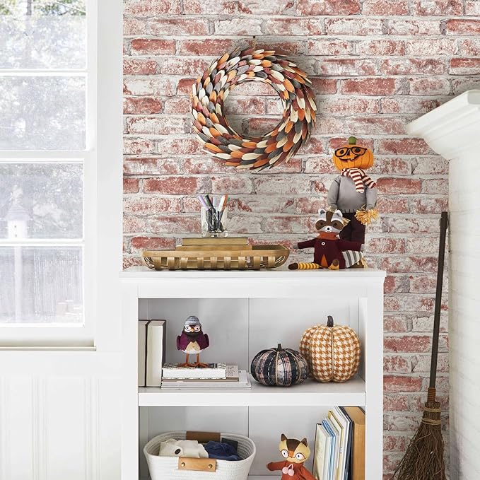 Sevalo Red Brick Wallpaper Peel and Stick Contact Paper for Walls 3D Faux Brick Contact Paper Self-Adhesive Removable Wallpaper for Bedroom Kitchen Backsplash Dorm Room Fireplace Accent 17.3inW 197inL