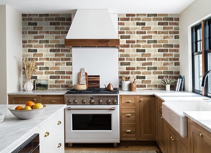 Timeet Vintage Brick Wallpaper Peel and Stick Wallpaper for Bedroom 17.5 "x 197" Brown Stone Wallpaper Self Adhesive Removable Wallpaper for Fireplace Laundry Living Room Accent Walls