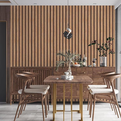 Yun-aeon Natural Wood Peel and Stick Wallpaper Wood Slats - 17.3"x 1200" Tan Self-Adhesive Waterproof Vinyl Removable Wall Paper for Wall Decor Bedroom