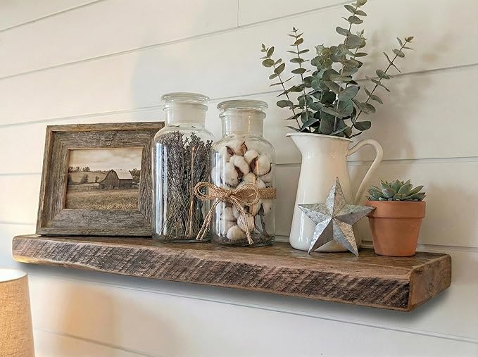 Reclaimed Wood Floating Shelves Real Solid Wood Floating Chunky Natural Floating Shelves Rustic