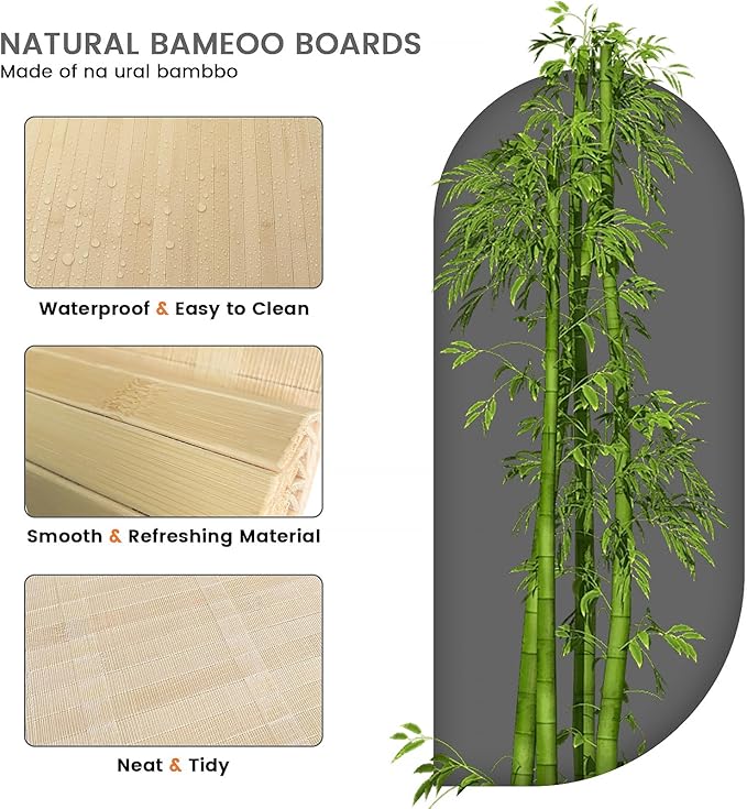 Bamboo Wall Panels for Interior Wall Decor: Natural Flexible Pole Wrap Decorative Wall Panel, Wainscoting Wall Cladding Paneling for Living Room,Bedroom,Office,Ceiling,Kitchen 1ft X 8ft