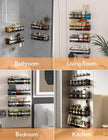 Spice Rack Wall Mount with Hooks - Spice Racks Organizer for Cabinet Storage, Wall Mounted Hanging Shelf Seasoning Organizer, for Kitchen, Pantry Door, Bathroom (Black, 2 Pack)