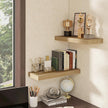 fuqing Floating Shelves for Wall - 24 Inch Wood Wall Shelves Set of 2-24 Inch Wide x 9.3 Inch Deep Natural Floating Wood Shelves with Upgraded Metal Brackets for Room