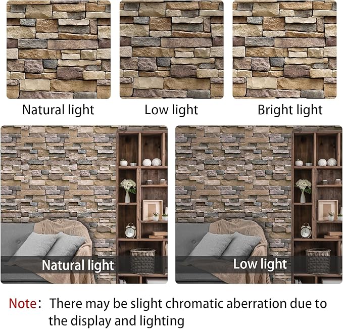 Abyssaly Stone Wallpaper Brick Wallpaper Peel and Stick Stone Backsplash Self-Adhesive Removable Vinyl Wraps Grey Faux Brick Shelf Paper 17.71" X 118" Home Decorations Contact Paper