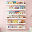 Nursery Book Shelves Set of 6, White Metal Floating Shelves for Wall, 16 Inch Scalloped Book Shelf for Kids Room, Bathroom, Bedroom, Playroom Wall Decor & Storage