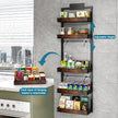bukfen Over the Door Pantry Organizer, 6-Tier Adjustable Wooden Basket Kitchen Pantry Door Organization and Storage, Heavy-Duty Metal Hanging Kitchen Spice Rack, D6.3 x W17.71 x H50.60 inch, 1 Pack