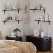 DINZI LVJ Long Wall Shelves, 23.6 Inch Wall Mounted Shelves Set of 2, Easy-to-Install, Wall Storage Ledges with Sturdy Metal Brackets for Living Room, Bathroom, Bedroom, Kitchen, Espresso