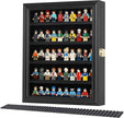 Block Toy Minifigures Dimensions Display Case Thimble Wall Cabinet Shelves Compatible with Challenge Coin Lockalbe UV Protection Door (Small - Black Frame)