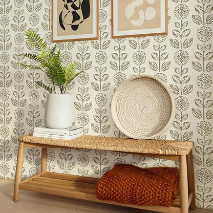 Wudnaye Floral Peel and Stick Wallpaper Vintage Tulip Floral Wallpaper 17.7in×590.4in Flower Farmhouse Contact Paper Peel and Stick Neutral Self Adhesive Removable Vinyl Wall Paper for Kitchen Bedroom