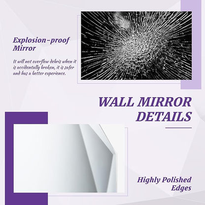 Bathroom Mirror for Wall, 26" x 38" Arched Mirror, Bathroom Vanity Mirror, Beveled Edge Frameless Wall Mount Vanity Mirrors, Wall Mirrors Decorative, Irregular Beveled Edge Mirror