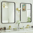 SUPER DEAL 22x30 Inch Black Wall Mirror for Bathroom, 2PCS Wall Mounted Rectangular Entryways Decor Vanity Mirrors with Stainless Steel Metal Frame and Rounded Edge