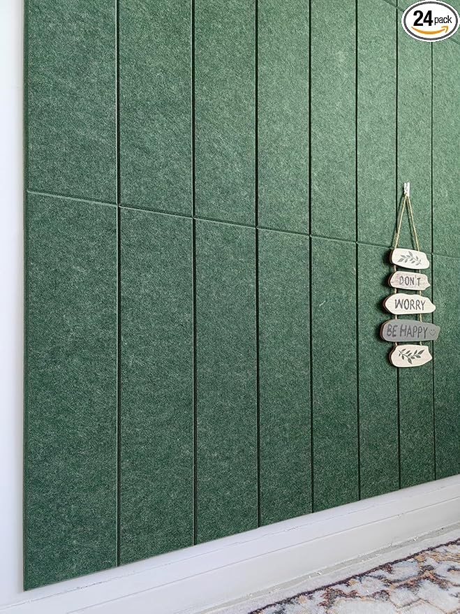 Shiplap Felt Wall Panels for Interior Wall Decor, Accent Wall Paneling for Bedroom Living Room & Office, Peel and Stick, Sound Absorbing – 24 Pack Felt Tiles with Adhesive – Tree