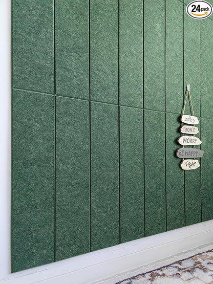 Shiplap Felt Wall Panels for Interior Wall Decor, Accent Wall Paneling for Bedroom Living Room & Office, Peel and Stick, Sound Absorbing – 24 Pack Felt Tiles with Adhesive – Tree