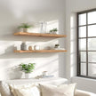 PHPH 36 Inch Wood Floating Shelves for Wall, Wooden Wall Shelves for Bedroom, Set of 4 Light Brown