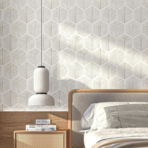 MelunMer Modern Peel and Stick Wallpaper Boho Contact Paper for Cabinets/Drawers 276In L 17.3In W Self Adhesive Removable Wallpaper for Bedroom/Bathroom Waterproof Geometric Contact Paper Beige/White