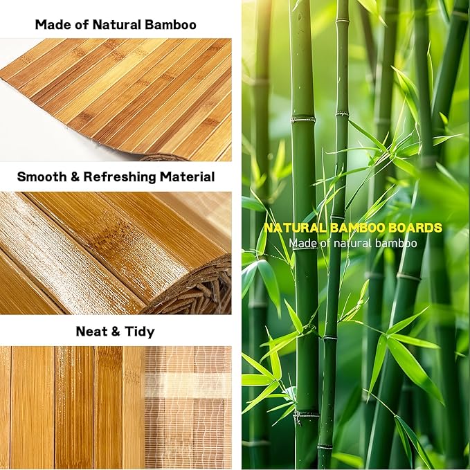 Natural Bamboo Wall Panel for Interior Wall Decor 46 X 96 in Pole Wrap Wainscoting Wood Paneling for Living Room Kitchen Bedroom Office Bar